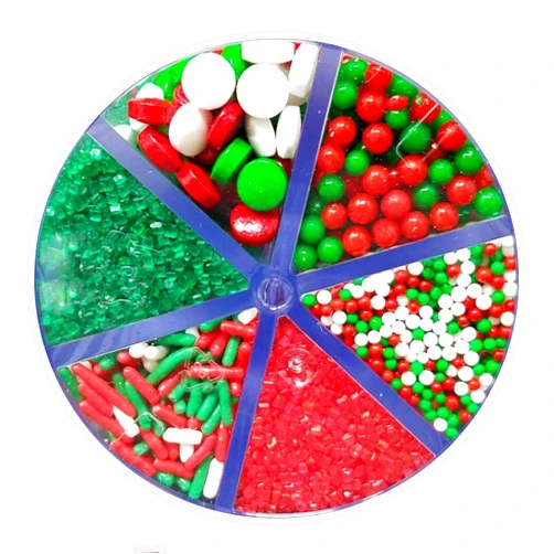 Sprinkle Me This Sprinkle Mix - 6 Cell Sprinkle Assortment (7oz) - Assorted Sprinkle Jar featuring Red and Green Sanding Sugar, Red and Green Nonpareils, Jimmes, and Confetti sprinkles