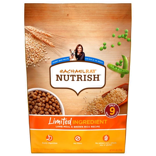 Nutrish Rachael Ray Nutrish Limited Ingredient Diet Lamb Meal & Brown Rice Recipe, 6 Pounds (Packaging Design May Vary)
