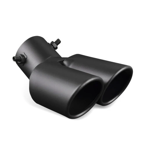 Icykale 1 PC Car Exhaust Pipe, 5.98In x 3.47In Curved Bevel Mouth Design, Waterproof Durable Metal Vehicle Muffler Pipe, Universal Adjustable Thickened Automotive Tail Throat Pipe (Matte Black)