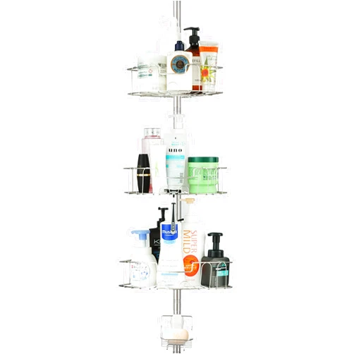 HOME COMPOSER Shower Organizer Corner - Extra Thick Rustproof Bathtub Caddy Shower Racks for Inside Shower - Adjustable Shower Shelf for Bathroom and Bathtub - 4 Tier Shelves, 40 to 120 Inch