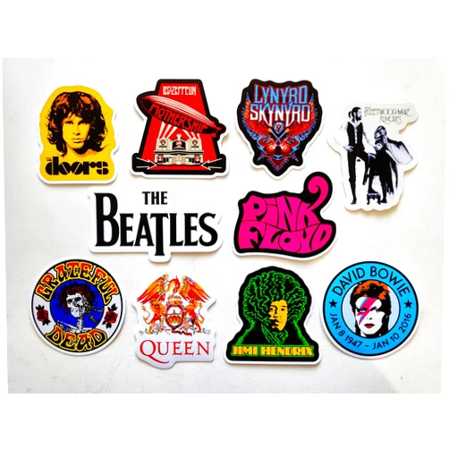 Generic Classic Rock Sticker Pack (10 Stickers) Set 7 Bands Decals n roll Legends Rocker Punk Laptop car Metal 70's 80's Music Guitar Blues Singer Heavy Metal