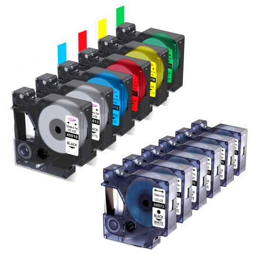 Anycolor 7 White+1 Clear +4 Multicolor Compatible Label Tape Replacement for Dymo d1 Label Tape 45013 45010 45016 45017 45018 45019 for DYMO LM 160 280 PnP 360D 210D, 1/2 inch(12mm) 23 Feet(7m), 6+6 Pack