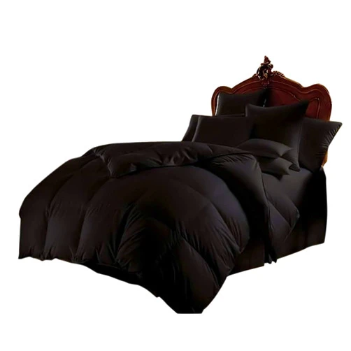 RESTURA 5 PC Comforter Set - (1 Pc Comforter + 4 Pillow Cases) Luxurious Goose Down Alternative Comforter Set - King/Cal. King, Black Solid 800 Series 100% Organic Cotton Hotel Quality 500 GSM Set