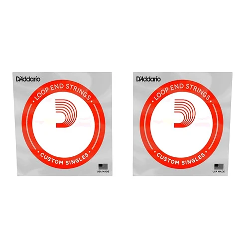 D'Addario LE016 Plain Steel Loop End Single String, 016 (Pack of 2)