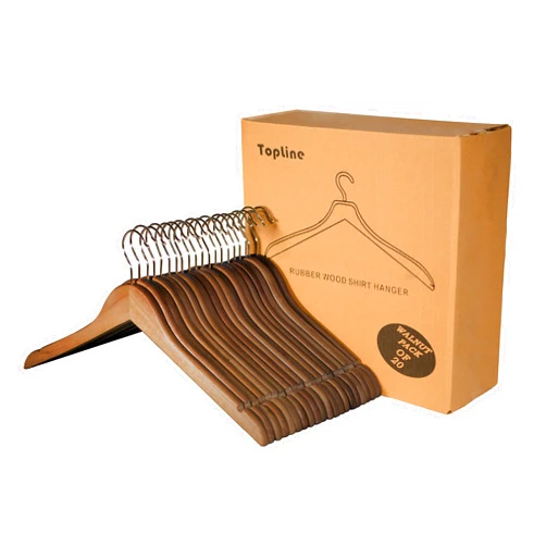 Topline Housewares Topline Classic Wood Shirt Hangers - Walnut Finish (20-Pack)