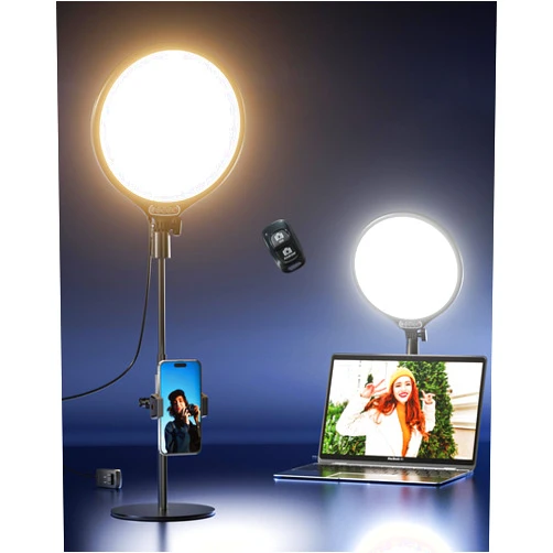 Aureday 10.5” Dimmable Desktop Ring Light with Stand and Phone Holder, 24W Full-Screen LED Ring Light for Desk, Video Conference Lighting for Laptop, Zoom Lighting for Computer, Live Stream, TikTok