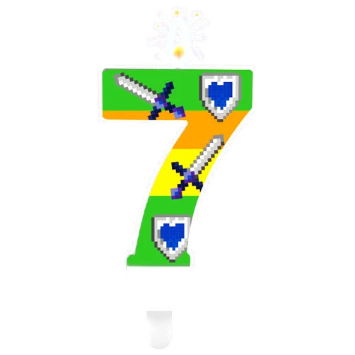 Lasuroa Game Theme Candle, Green Pixel Candle Digital Birthday Candle Video Game Birthday Cake Topper for Kids Adults Birthday Video Game Party Supplies(Number 7)