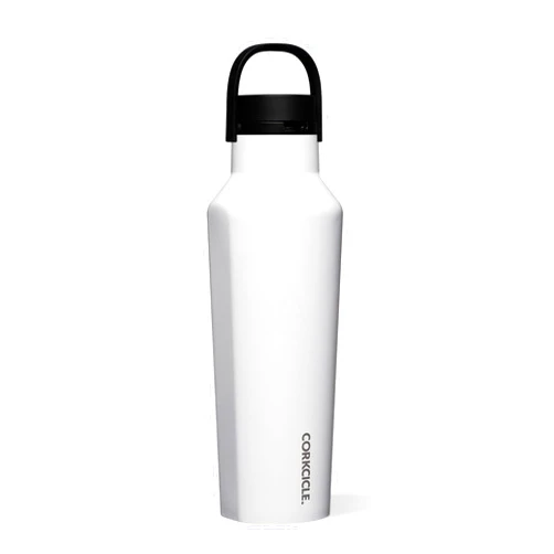 Corkcicle Sport Canteen - Keeps Drinks Cold 25 Hours - Stainless Steel Water Bottle - Triple-Insulated - Spill-Proof - Summer Drinkware Gift - Keeps Drinks Ice Cold - 20 oz - Gloss White