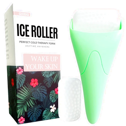 GUUEIG Ice Roller for Face, Ice Roller and 2 Premium Roller Heads for All Skin Types, Facial Ice Roller Skin Care Tool to Relief Eye Puffiness, Migraine Pain, Minor Injury, Wrinkle, Women's Gift