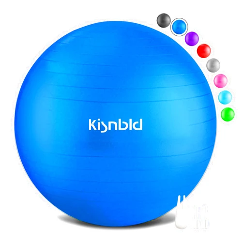 Kisnbld Exercise Ball, Extra Thick Yoga Ball for Workout Pregnancy Stability, 4 Sizes Anti-Burst Balance Ball with Foot Pump - Heavy Duty Fitness Ball Chair for Office, Home & Gym