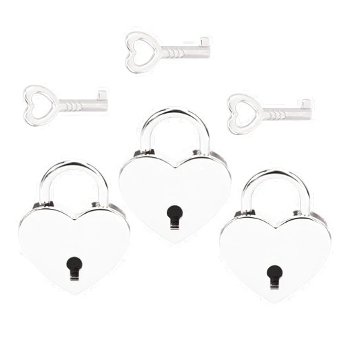 VerRich Heart Lock,VerRich 3Pcs Small Silver Heart Shaped Padlock Mini Lock with Key for Handbag,Jewelry Box, Storage Box, Diary Book