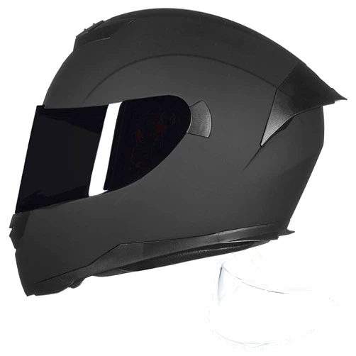 ILM Full Face Motorcycle Helmet for Motocross Street Bike DOT Certified 2 Visors Model-317(Matte Black, M)