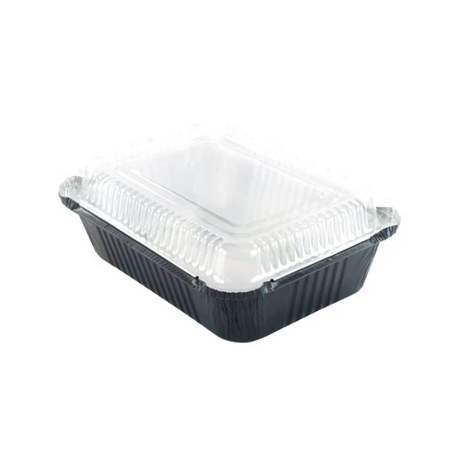 KitchenDance.com KitchenDance Disposable Colored Aluminum Take Out Pans with Plastic Lid-3.75 Pounds Baking Pan Perfect for Home, Restaurants-Aluminum Foil Pan for Baking, Storing, Preparing Food #3227 (100, Black)