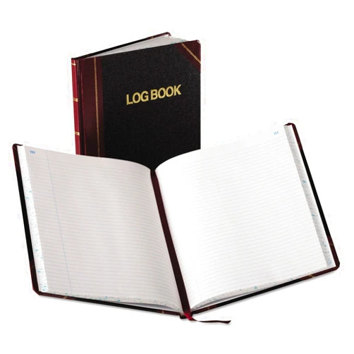 Boorum & Pease Log Book with Black/Red Covers, Record Rule, 10-3/8 x 8-1/8, 150 Pages (G21-150-R), White