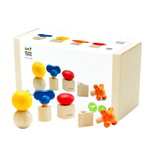 PlanToys® Nuts & Bolts Wooden Toy for Kids Ages 2+ | Montessori Fine Motor & Coordination Activity for Early STEM Learning | Eco-Friendly Educational Toy for Building & Discovery