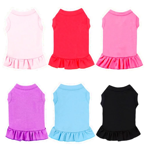 Weewooday 6 Pieces Dog Dresses Dog Shirt Skirt Dog Sleeveless Dress Breathable Pet Shirts with Ruffles Dog Sundress Dog Outfits for Dogs and Cats (Cute Style, L Size)