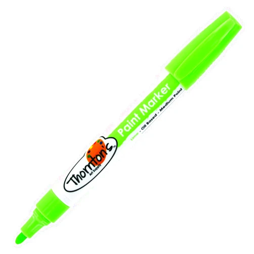 Thornton's Art Supply Vibrant Premium Oil-Based Paint Markers Pen Medium for Craft, Rock Painting | Safe for Kids | Write on Multi Surface Glass Metal Stone Ceramics Wood Rubber Plastic (Lime Green)