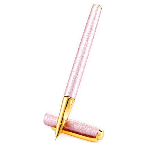 Andibro Fancy Metal Fountain Pen, Fine Nip Pen Frosted Finish Fountain Pen Sparkly Glitter Luxury Pen Lightweight Calligraphy Pen Slim Business Pen for Men Women Office(pink)