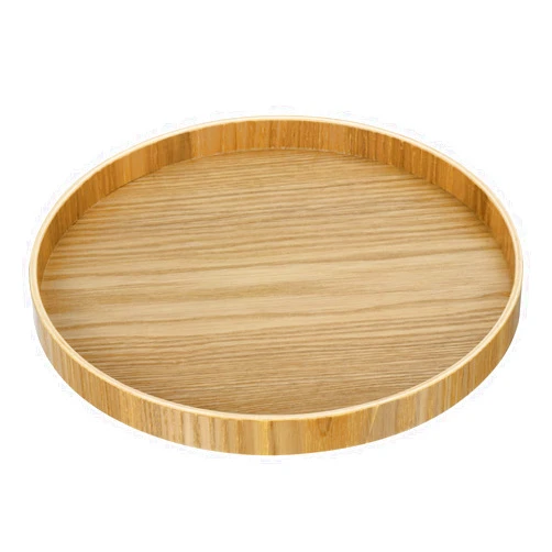 PATIKIL Wood Serving Tray 9 Inch, Round Decorative Platter for Home Decor Kitchen Table Candle Holder