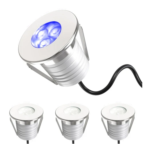 Landscapestation 3W Dimmable LED Underwater Light, IP68 Waterproof Low Voltage Ponds Lights for Swimming Pool Waterfall Fountains, Stainless Steel Aluminum, 12VAC/DC 24VDC (4 Pack, Blue)
