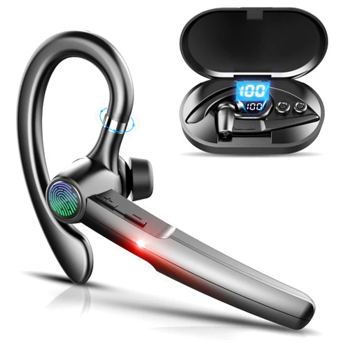 Ceppekyy Bluetooth Headset, Wireless Bluetooth Earpiece with 400mAh Charging Case 48 Hours Talking Time Built-in Microphone for iOS Android Cell Phone, V5.3 Hand-Free Headphones for Trucker, Office,Business