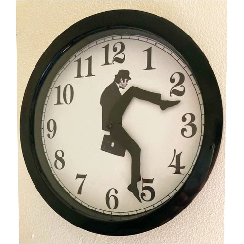 Barogt Monty Python Inspired Silly Walk Wall Clock - Creative Wall Clock Artwork, Precise Sweep Seconds Silent Clock No-Ticking for Bedroom,Office & Library Wall Decorations (Black)