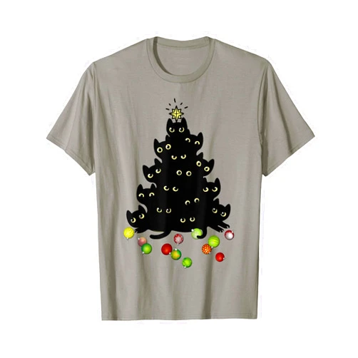Dibble Dabble Designs Christmas Cat Lovers Cute and Funny Holiday Tree Christmas T-Shirt