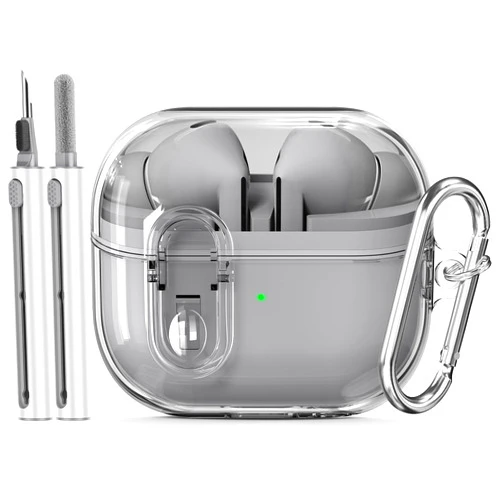Skyconser Clear Case Compatible with Samsung Galaxy Buds 3 Case & Galaxy Buds 3 Pro Case,Soft TPU Transparent with Secure Lock Clip Shockproof Protective Case with Keychain for Men Women (Black)