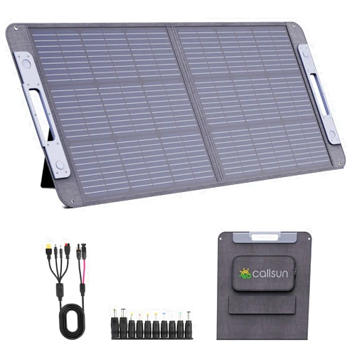 Callsun 100W Solar Panel Portable for Power Station, 20V Monocrystalline Foldable Solar Panel with 23.5% High Efficiency 4 in 1 Solar Cable, Waterproof Solar Charger for Outdoor Camping Van RV Trip