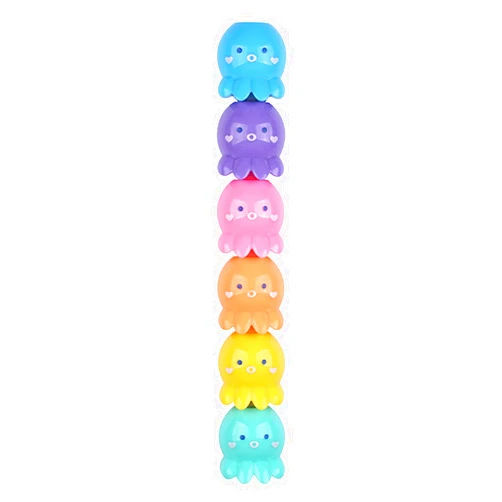 Rulbelok 5 Colors Fluorescent Scribble Pen Cute Octopus Highlighter Set Markers Stationery Student School Supplies Octopus Shaped Highlighter 5 PCS Colorful Octopus Shaped Highlighter Pastel Set