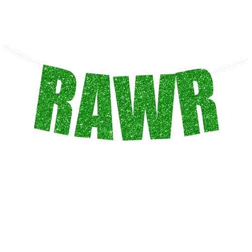 PinkFish Shop Green RAWR Banner by PinkFish Shop - Green Glitter Dinosaur Banner for Birthday Party - PRESTRUNG!