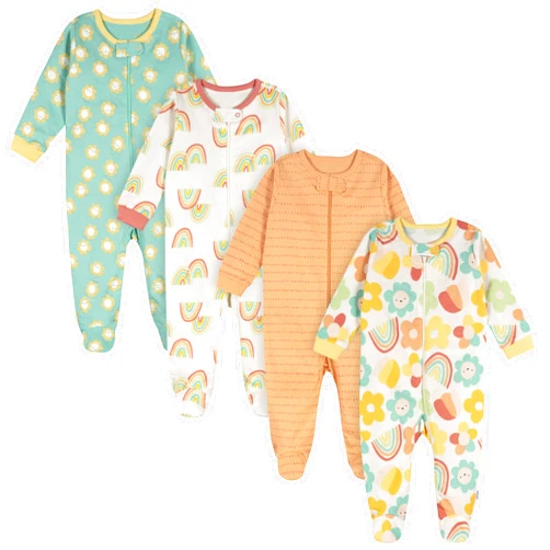 Onesies Brand Baby-Girls 4-Pack Sleep 'N Play Footies Multi Pack