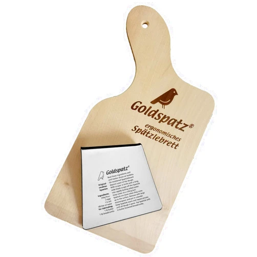 Goldspatz Germany Goldspatz Ergonomic Spaetzle Board & Scraper with Engraved (Spaetzle-Recipe in English)