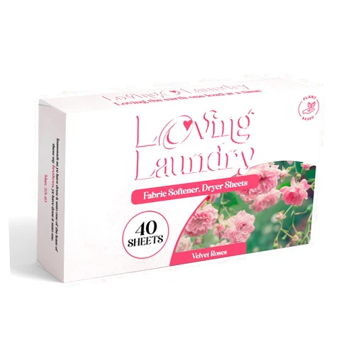 Loving laundry Fabric Softner Dryer Sheets- VELVET ROSES Scent -Enhanced Softness- Plant Based- Softens & Removes Static Cling- Long lasting Freshness, Laundry Dryer Sheet- 40 Sheets