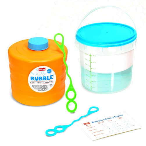 Kidzlane Bubble Concentrate Solution Set (4pc Set) | Bubble Concentrate Solution 48 Oz. Provides 480 Oz. Refill Bubble Solution for Bubble Machine | Includes Mixing Bucket & Bubble Wands