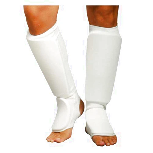 Long Life Products Cloth Shin & Instep Guard Taekwondo, Martial Arts, MMA Foot Protective Gear Protector for Sparring (Black/White; Child Small to Adult XL)