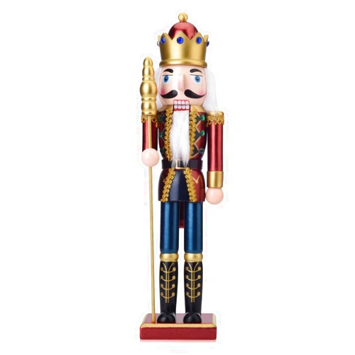 ArlinaL King Nutcracker Figures, 15 Inch Wooden Christmas Nutcracker with Scepter Ornaments, Nutcracker Xmas Decorations for Shelves and Tables