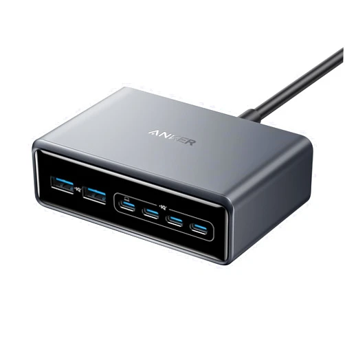 Anker Prime Charger, 200W 6-Port GaN Charging Station, USB-C PD Fast Charging Desktop Charger, Compatible with iPhone, Samsung, MacBook, Dell and More