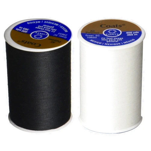 Coats & Clark 2-Pack - BLACK & WHITE - Coats & Clark Dual Duty All-Purpose Thread - One 400 Yard Spool each of BLACK & White