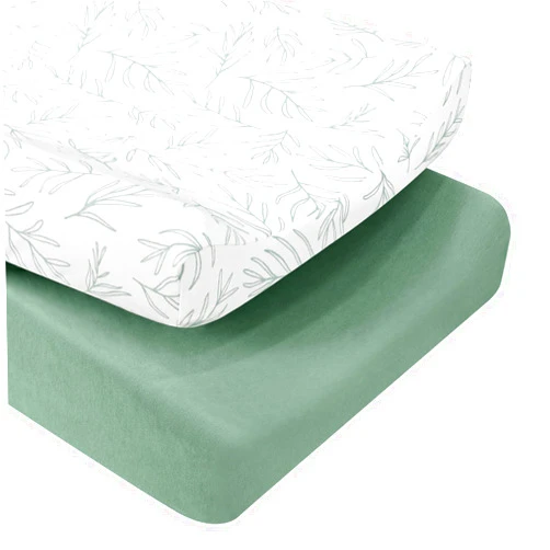 Babebay Changing Pad Cover, Ultra Soft Jersey Knit Cotton Diaper Change Table Pad Covers for Baby Girls and Boys, 2 Pack (Sage Green)