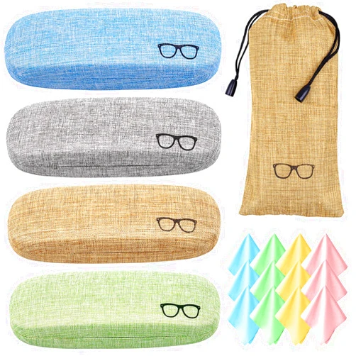 Ouskr 17 Pcs Eyeglass Case Hard Shell Set, Unisex Hard Glasses Case, Large Eyeglasses Cases for Men Women