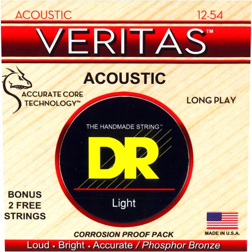 DR Strings Veritas Phosphor Bronze Acoustic Guitar Strings, 12-54 Light (VTA-12)