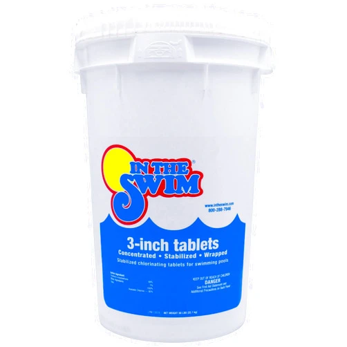 In The Swim 3 Inch Stabilized Chlorine Tablets for Sanitizing Swimming Pools - Individually Wrapped, Slow Dissolving - 90% Available Chlorine - Tri-Chlor - 50 Pounds