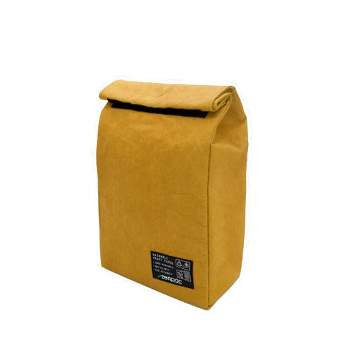 ZENPAC Small Brown Insulated Lunch Bag, Reusable Washable Kraft, Leakproof Sack for Work, School, Picnic, Food, Beverages, Snacks, Travel, 8.5x4.5x12