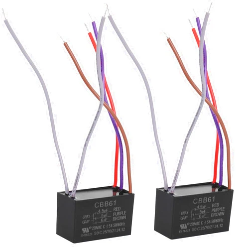 Podoy Ceiling Fan Capacitor CBB61 5 Wire for Compatible with New Tech 4.5uf+5uf+6uf 250VAC (Pack of 2)