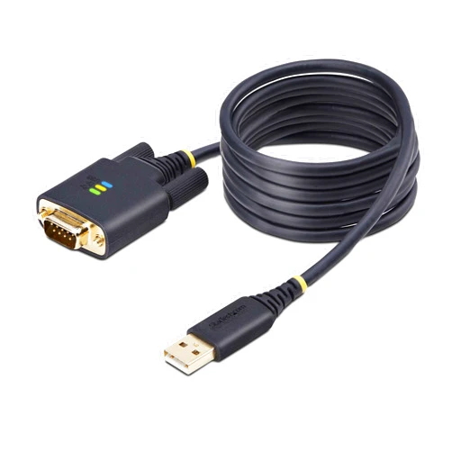 StarTech.com 6.6ft/2m USB to Null Modem Serial Adapter Cable, COM Retention, FTDI, USB-A to RS232, Changeable DB9 Screws/Nuts