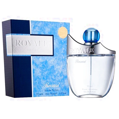 RASASI Royale Blue for Men EDP - Eau De Parfum 75 ML (2.5 oz) | Attractive Pour Homme Spray | Melon with Strong Masculine Woody Notes | Signature Dubai Perfumery | by RASASI