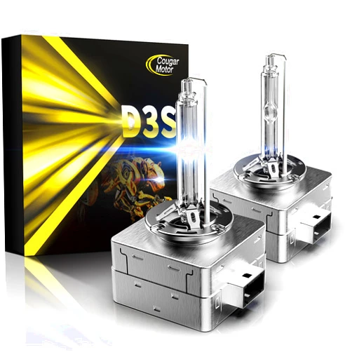 Cougar Motor D3S Hid Bulbs 10000K Fog Lights, High Low Xenon Bulb with Metal Stents Base, Pack of 2