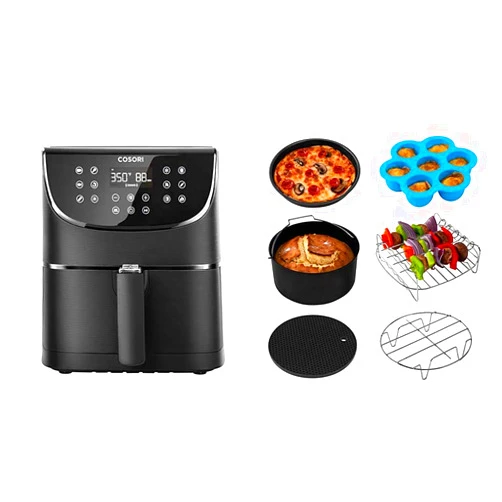 COSORI Smart WiFi Air Fryer 5.8QT(100 Recipes), Digital Touchscreen with 11 Cooking Presets & Air Fryer Accessories XL (C158-6AC), Set of 6 Fit all 5.8Qt, 6Qt Air Fryer, FDA Compliant, BPA Free