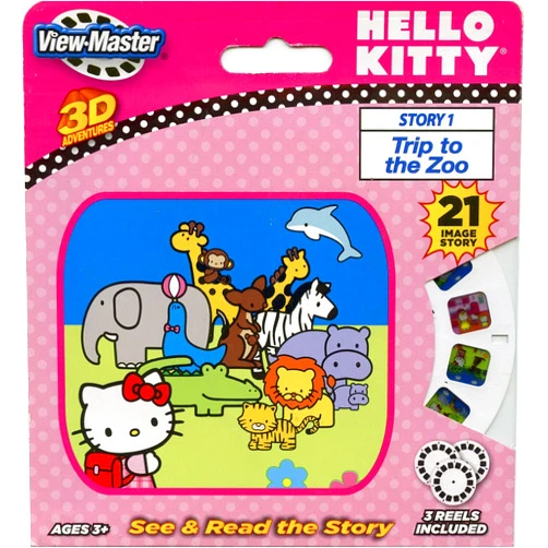 3Dstereo ViewMaster Kitty - Trip to The Zoo - ViewMaster 3 Reel Set - 21 3D Images